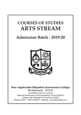 COURSES of STUDIES ARTS STREAM Admission Batch - 2019-20