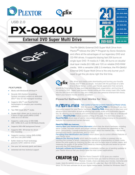 PX-Q840U X 16X DVD-ROM 12 48X CD-R/ROM External DVD Super Multi Drive 32X CD-RW
