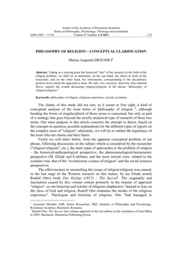 Academy of Romanian Scientists Series on Philosophy, Psychology, Theology and Journalism ISSN 2067 – 113X Volume 3, Number 1-2/2011 135