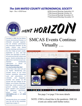 SMCAS Events Continue Virtually …