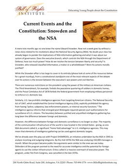 Current Events and the Constitution: Snowden and the NSA