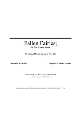 Fallen Fairies; Or, the Wicked World