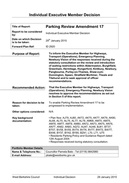 Parking Review Amendment 17