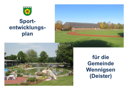Sport- Entwicklungs- Plan Für Die Gemeinde Wennigsen (Deister)