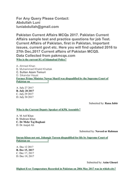 Current Affairs 2016 to 27 Dec,2017