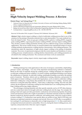 High-Velocity Impact Welding Process: a Review