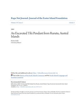 An Excavated Tiki Pendant from Rurutu, Austral Islands Robert Bollt University of Hawai'i