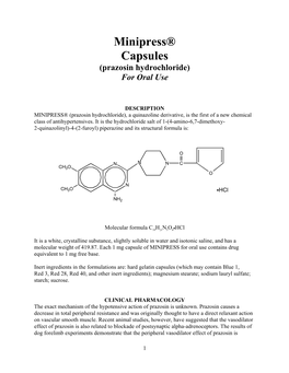 Minipress® Capsules (Prazosin Hydrochloride) for Oral Use