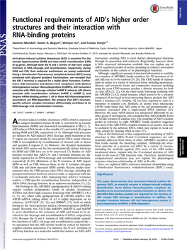 Functional Requirements of AID's Higher Order Structures And