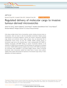 Regulated Delivery of Molecular Cargo to Invasive Tumour-Derived Microvesicles
