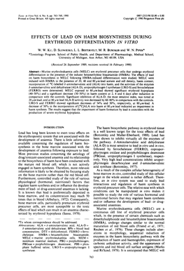 Effects of Lead on Haem Biosynthesis During Erythroid Differentiation in Vitro