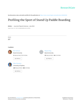 Profiling the Sport of Stand up Paddle Boarding