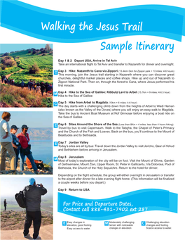 Walking the Jesus Trail Sample Itinerary