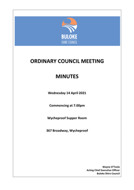 14 April 2021 Ordinary Meeting
