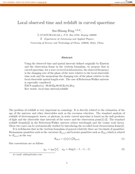 Local Observed Time and Redshift in Curved Spacetime