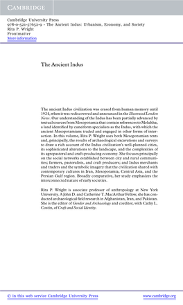 The Ancient Indus: Urbanism, Economy, and Society Rita P