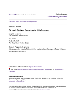 Strength Study of Zircon Under High Pressure