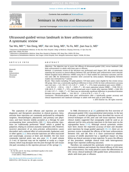 Ultrasound-Guided Versus Landmark in Knee Arthrocentesis a Systematic Review