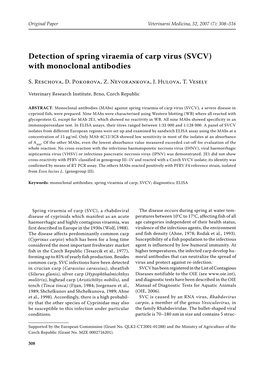 Detection of Spring Viraemia of Carp Virus (SVCV) with Monoclonal Antibodies