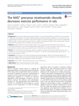 The NAD+ Precursor Nicotinamide Riboside Decreases Exercise Performance in Rats Ioannis A