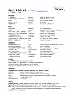 PPEGLAR Performer Resume