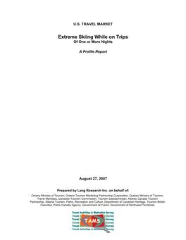 TAMS 2006: U.S. Activity Profile: Extreme Skiing While on Trips Page 1