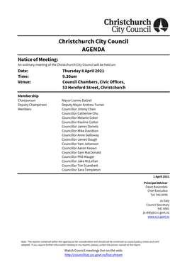 Agenda of Council