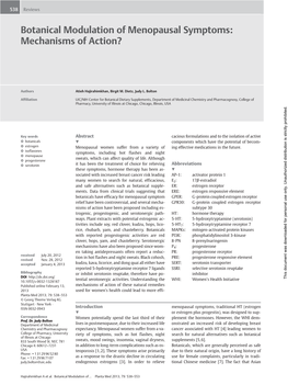 Botanical Modulation of Menopausal Symptoms: Mechanisms of Action?