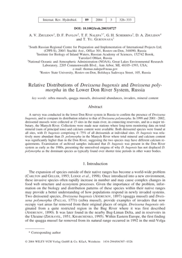 Relative Distributions of Dreissena Bugensis and Dreissena Polymorpha