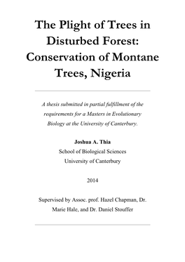 The Plight of Trees in Disturbed Forest: Conservation of Montane Trees, Nigeria
