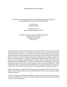 Toward an Understanding of Economic Growth in Africa: a Re-Interpretation of the Lewis Model