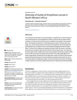 Diversity of Guilds of Amphibian Larvae in North-Western Africa