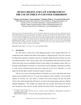 Human Rights and Law Enforcement: the Use of Force in Counter Terrorism