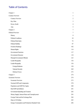 Table of Contents