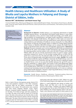 Health Literacy and Healthcare Utilization: a Study of Bhutia And