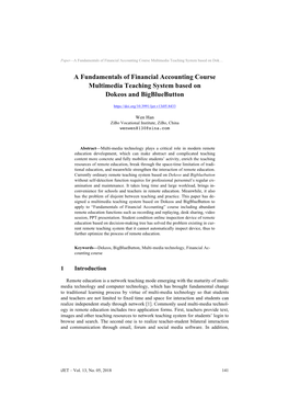 A Fundamentals of Financial Accounting Course Multimedia Teaching System Based on Dok…