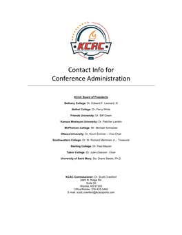 Contact Info for Conference Administration ______