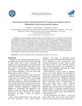 Assessment of Bioaccumulation Potential of Mangroves Along the Coast of Maharashtra, India Using Statistical Indices