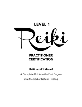 Sample Licensed Level 1 Manual