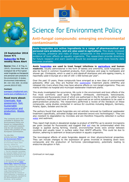 Anti-Fungal Compounds: Emerging Environmental Contaminants