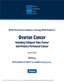 (NCCN Guidelines®) Ovarian Cancer