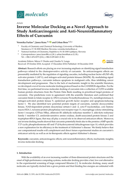 Inverse Molecular Docking As a Novel Approach to Study Anticarcinogenic and Anti-Neuroinﬂammatory Effects of Curcumin