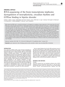 RNA-Sequencing of the Brain Transcriptome Implicates Dysregulation of Neuroplasticity, Circadian Rhythms and Gtpase Binding in Bipolar Disorder