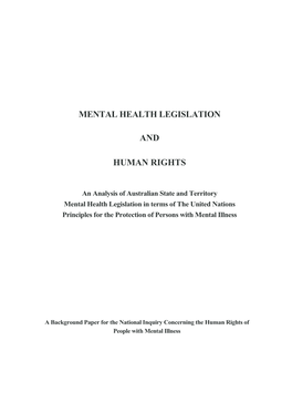 Mental Health Legislation