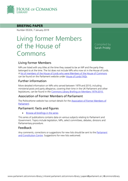 Living Former Members of the House of Commons