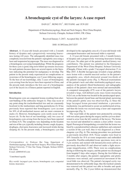 A Bronchogenic Cyst of the Larynx: a Case Report