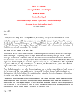 Letter to a Prisoner Archangel Michael & About Angels Seven Archangels Nine Ranks of Angels Prayers to Archangel Michael, An