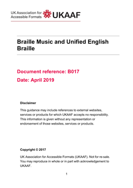 B017 Braille Music and Unified English Braille