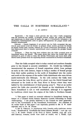 THE GALL a in NORTHERN SOMALILAND •> I. M. LEWIS Riassunto