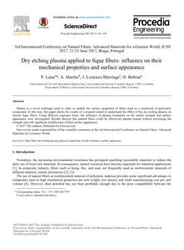 Dry Etching Plasma Applied to Fique Fibers: Influence on Their Mechanical Properties and Surface Appearance